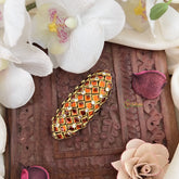 Vriksham Silk Thread Kundan Saree Pin-Orange-H1000